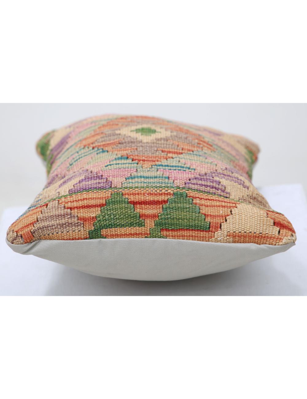 Hand Woven Tribal Multi Color Geometric Wool Pillow - 1'0'' x 1'5'' Arteverk Arteverk Rugs