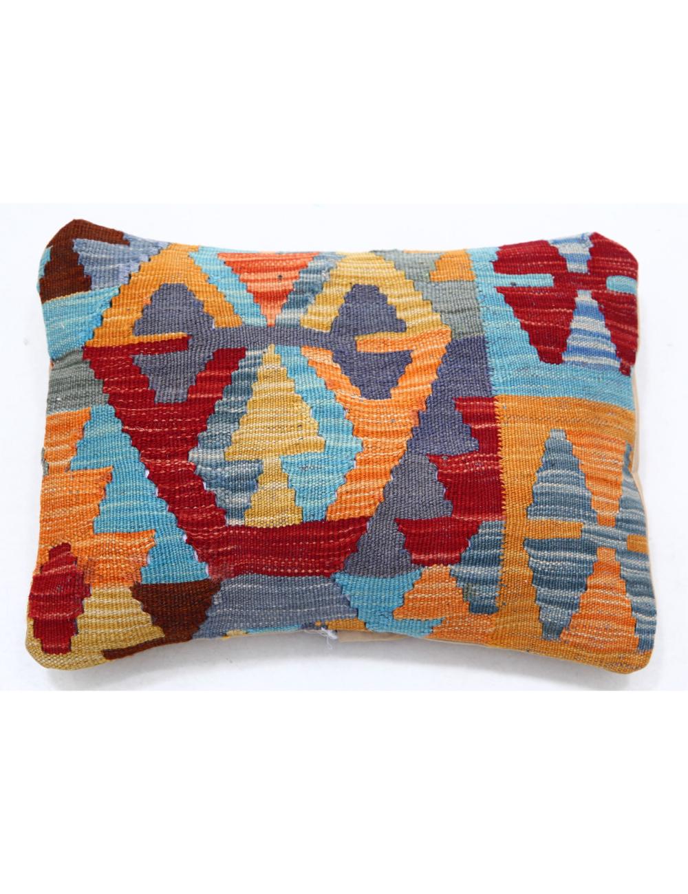 Hand Woven Tribal Multi Color Geometric Wool Pillow - 1&#39;0&#39;&#39; x 1&#39;5&#39;&#39; Arteverk Arteverk Rugs