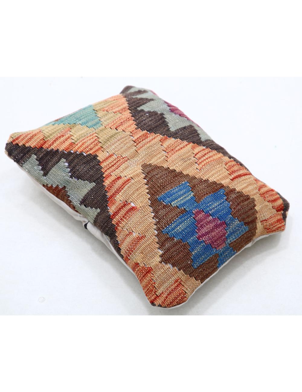 Hand Woven Tribal Multi Color Geometric Wool Pillow - 1'0'' x 1'5'' Arteverk Arteverk Rugs