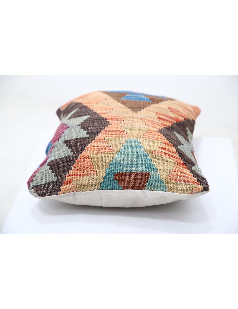 Hand Woven Tribal Multi Color Geometric Wool Pillow - 1'0'' x 1'5'' Arteverk Arteverk Rugs