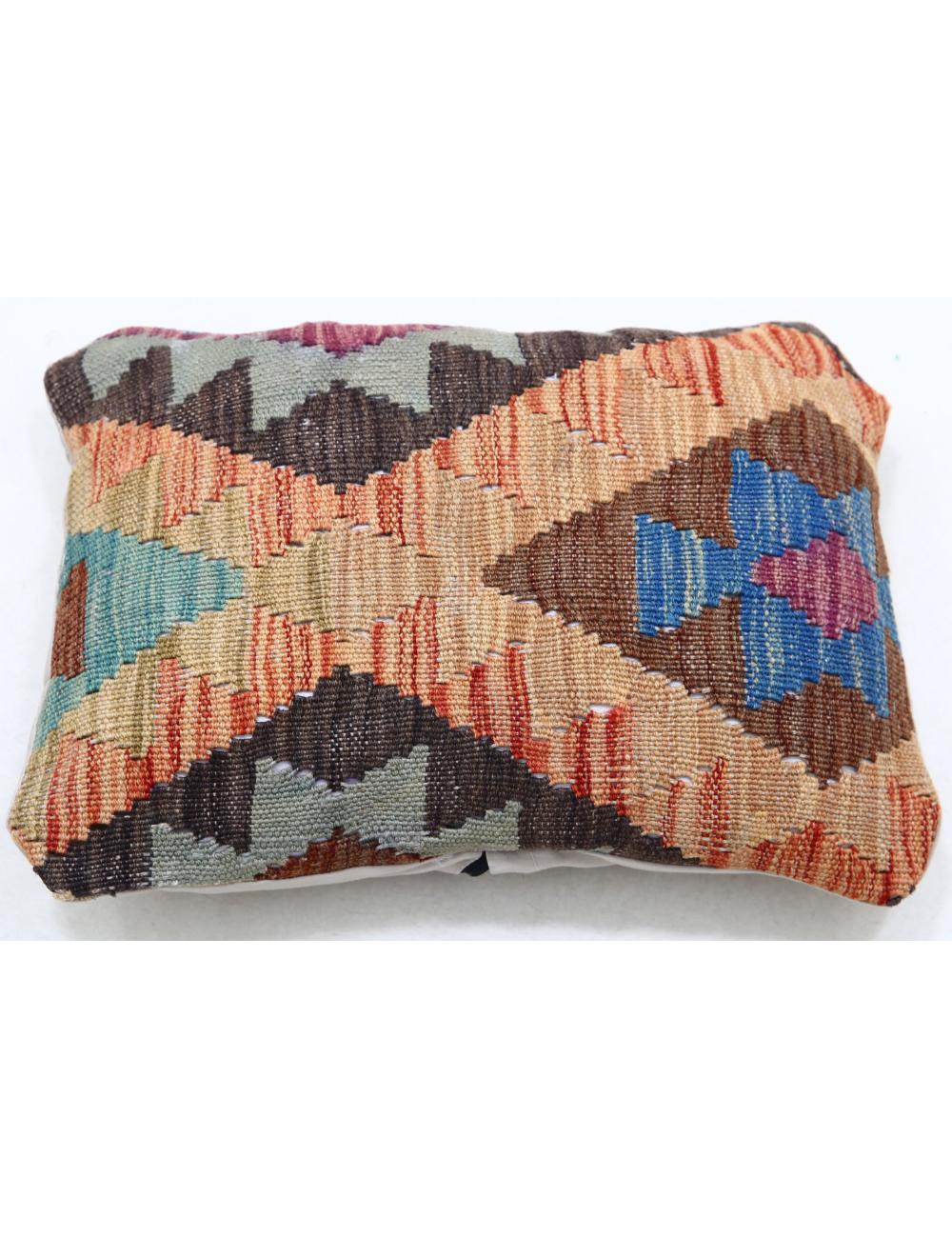 Hand Woven Tribal Multi Color Geometric Wool Pillow - 1&#39;0&#39;&#39; x 1&#39;5&#39;&#39; Arteverk Arteverk Rugs