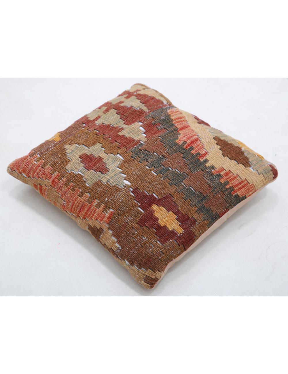 Hand Woven Tribal Multi Color Geometric Wool Pillow - 1'5'' x 1'5'' Arteverk Arteverk Rugs