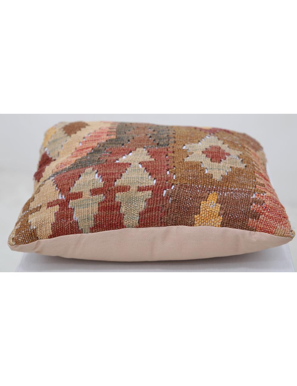 Hand Woven Tribal Multi Color Geometric Wool Pillow - 1'5'' x 1'5'' Arteverk Arteverk Rugs