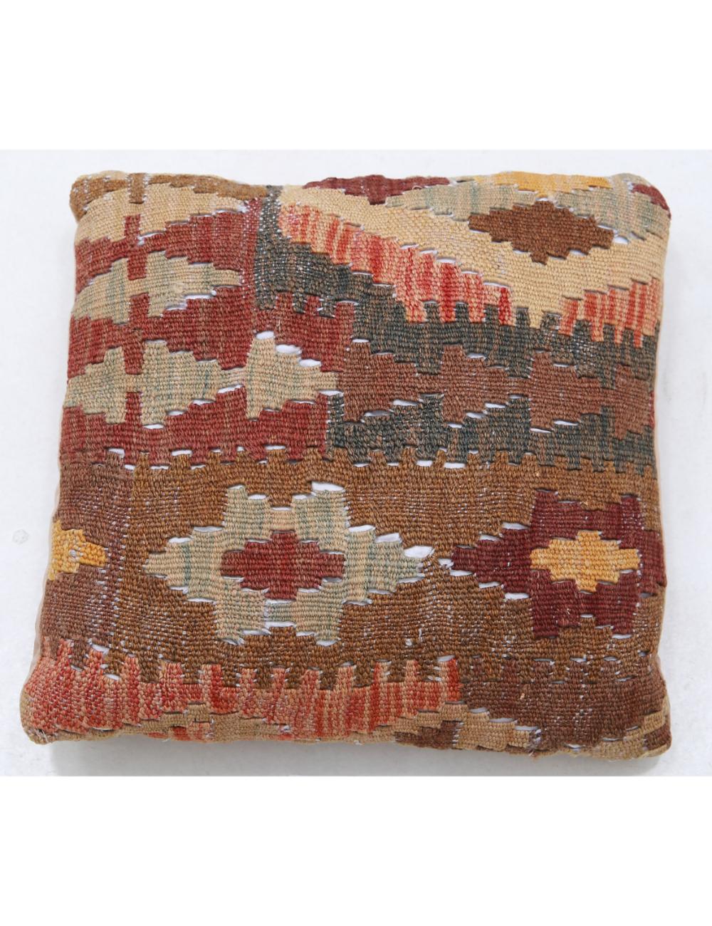 Hand Woven Tribal Multi Color Geometric Wool Pillow - 1&#39;5&#39;&#39; x 1&#39;5&#39;&#39; Arteverk Arteverk Rugs