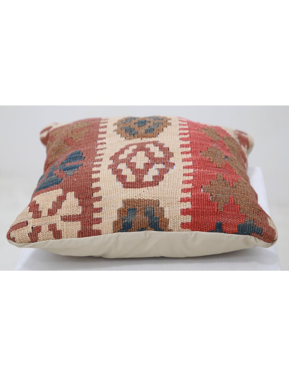 Hand Woven Tribal Multi Color Geometric Wool Pillow - 1'5'' x 1'5'' Arteverk Arteverk Rugs