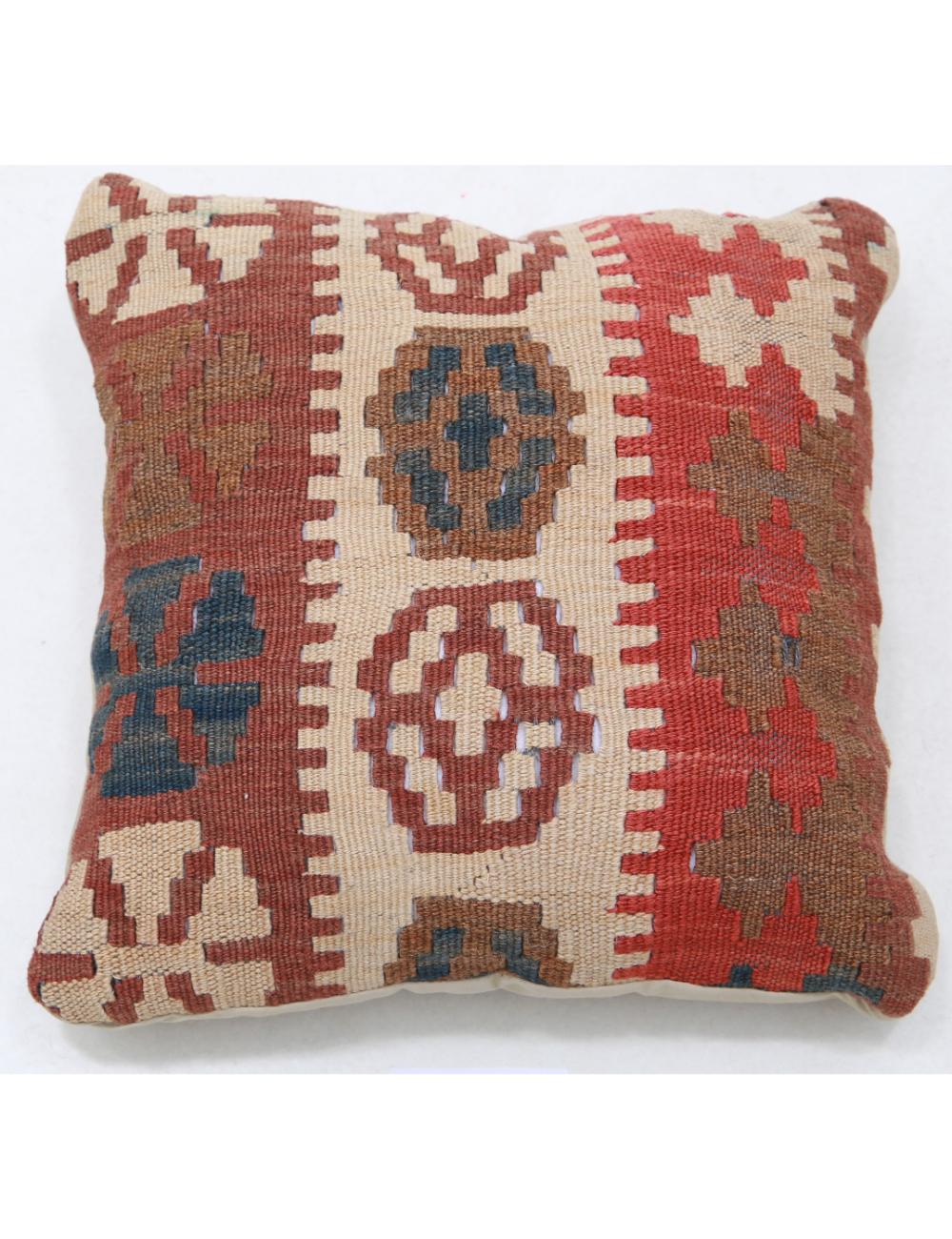 Hand Woven Tribal Multi Color Geometric Wool Pillow - 1&#39;5&#39;&#39; x 1&#39;5&#39;&#39; Arteverk Arteverk Rugs