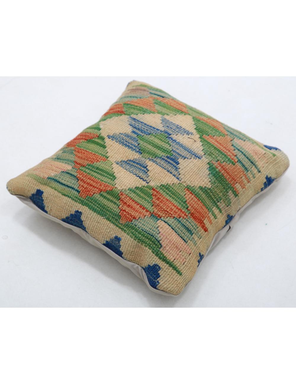 Hand Woven Tribal Multi Color Geometric Wool Pillow - 1'5'' x 1'5'' Arteverk Arteverk Rugs