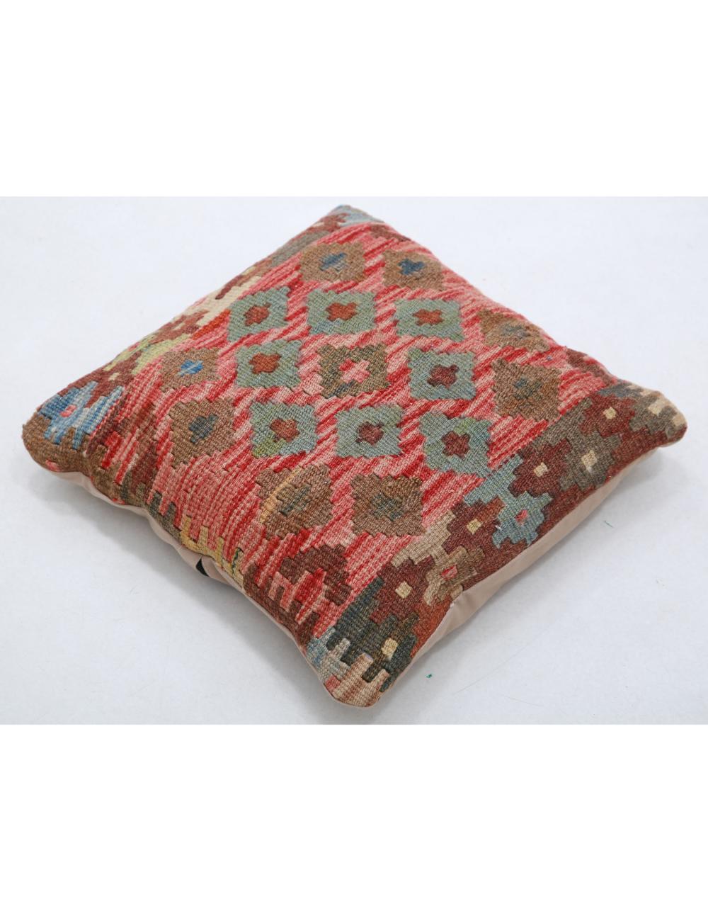 Hand Woven Tribal Multi Color Geometric Wool Pillow - 1'5'' x 1'5'' Arteverk Arteverk Rugs