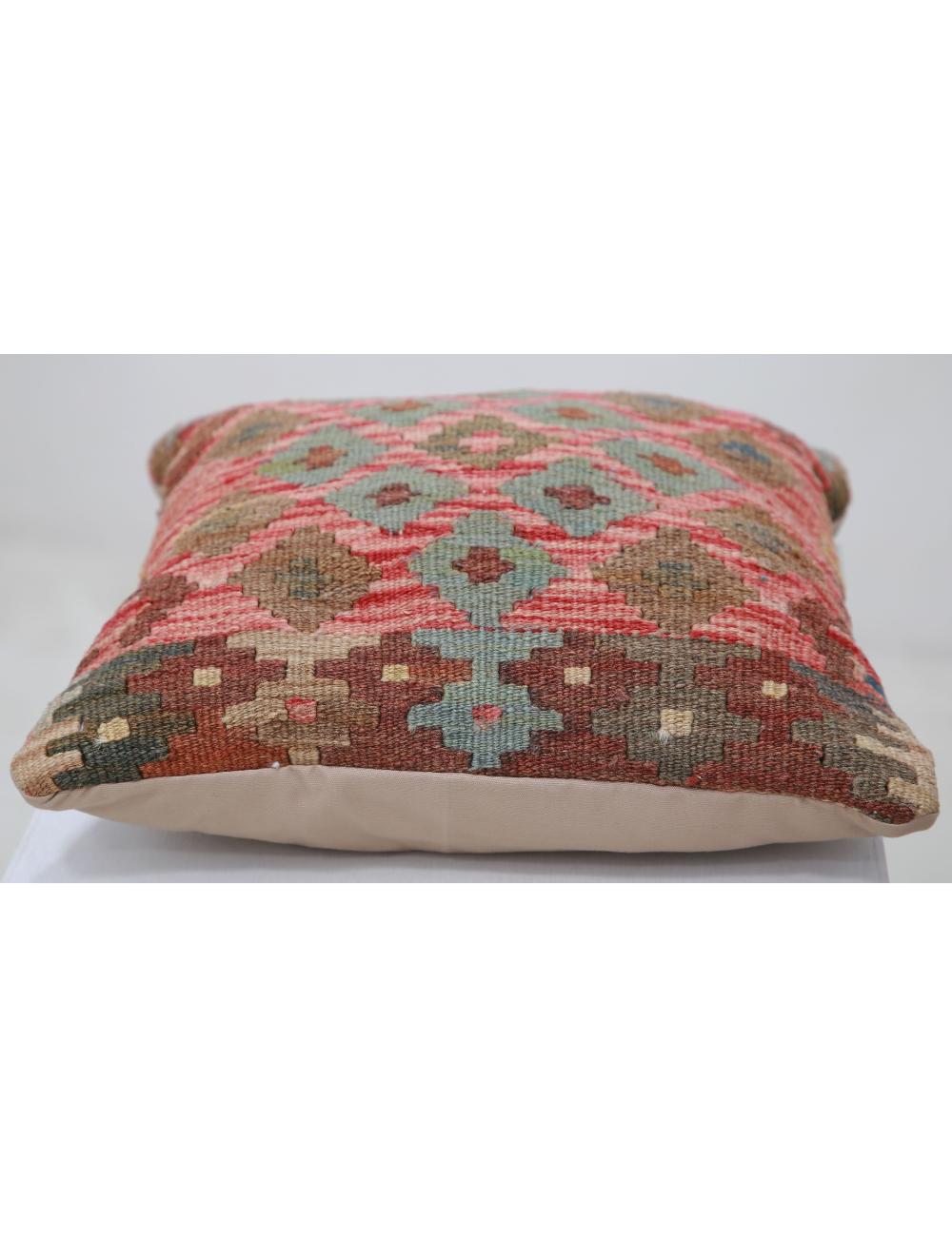 Hand Woven Tribal Multi Color Geometric Wool Pillow - 1'5'' x 1'5'' Arteverk Arteverk Rugs