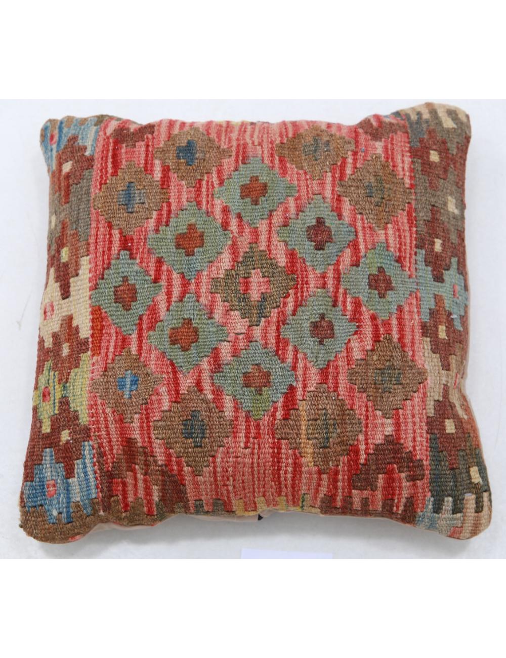 Hand Woven Tribal Multi Color Geometric Wool Pillow - 1&#39;5&#39;&#39; x 1&#39;5&#39;&#39; Arteverk Arteverk Rugs