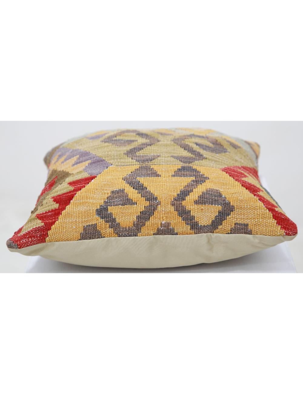 Hand Woven Tribal Multi Color Geometric Wool Pillow - 1'5'' x 1'5'' Arteverk Arteverk Rugs