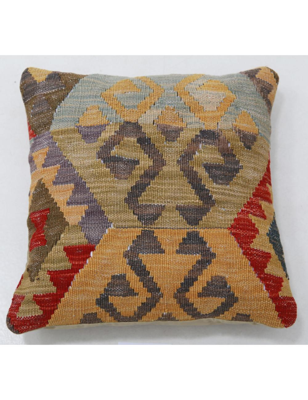 Hand Woven Tribal Multi Color Geometric Wool Pillow - 1&#39;5&#39;&#39; x 1&#39;5&#39;&#39; Arteverk Arteverk Rugs