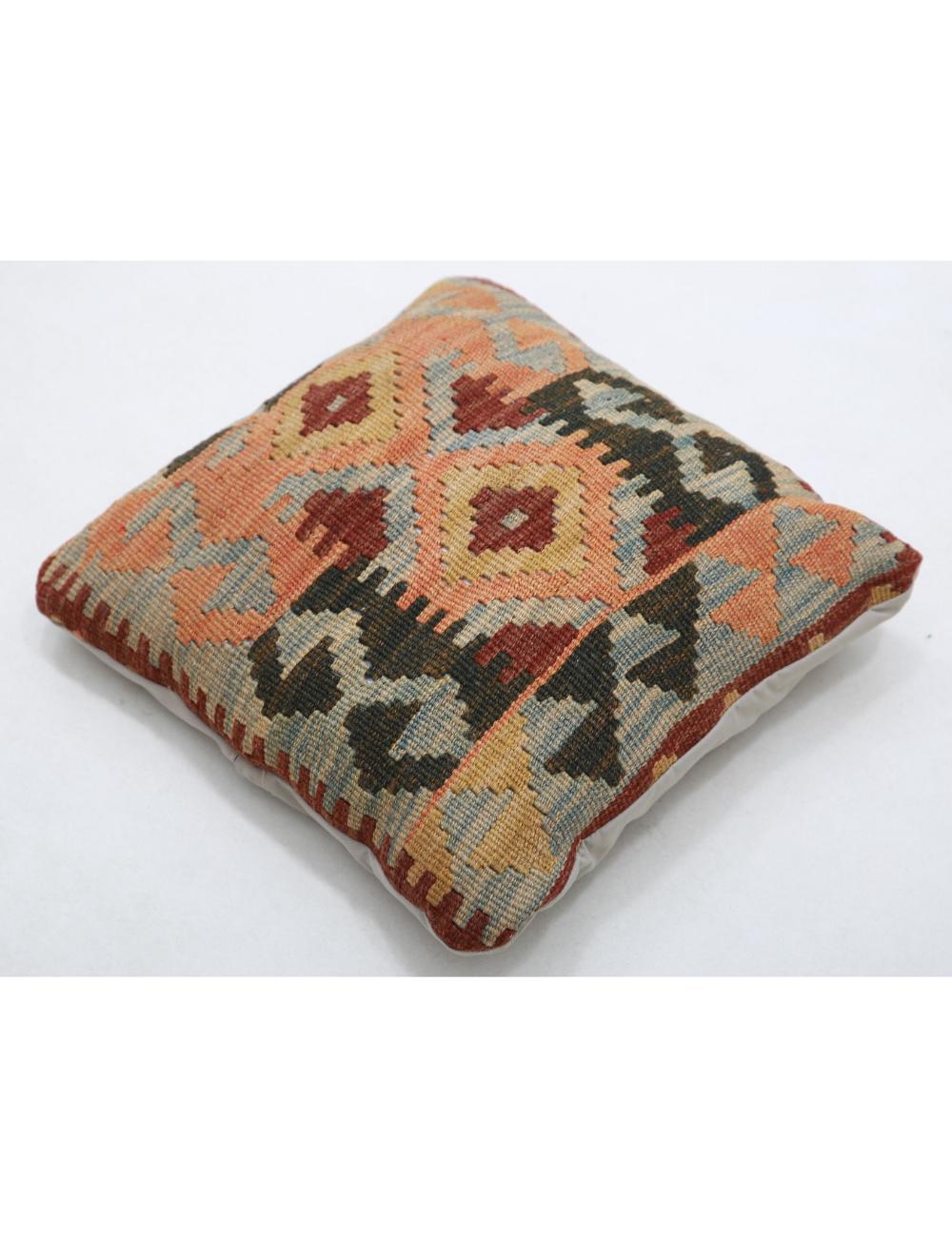 Hand Woven Tribal Multi Color Geometric Wool Pillow - 1'5'' x 1'5'' Arteverk Arteverk Rugs