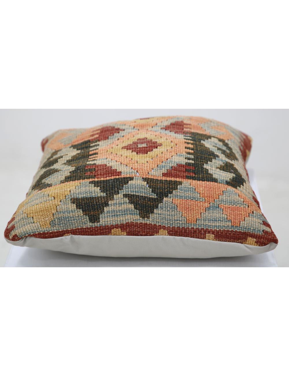 Hand Woven Tribal Multi Color Geometric Wool Pillow - 1'5'' x 1'5'' Arteverk Arteverk Rugs