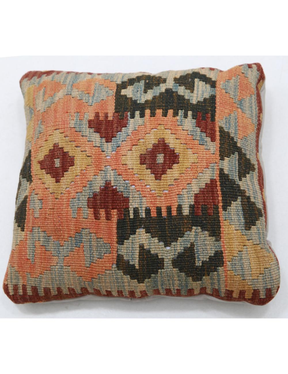 Hand Woven Tribal Multi Color Geometric Wool Pillow - 1&#39;5&#39;&#39; x 1&#39;5&#39;&#39; Arteverk Arteverk Rugs