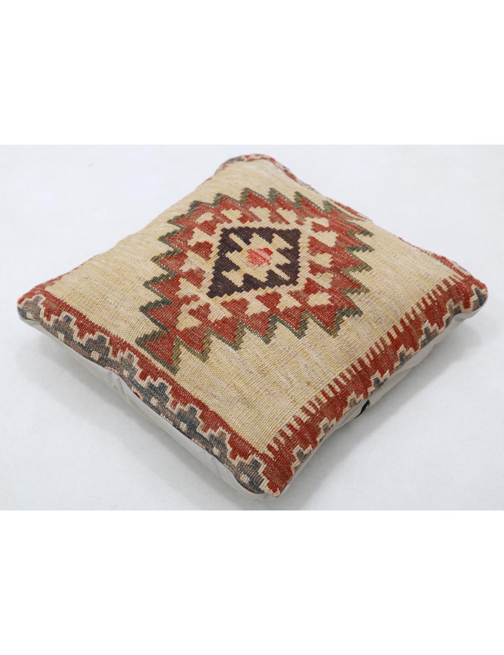 Hand Woven Tribal Multi Color Geometric Wool Pillow - 1'5'' x 1'5'' Arteverk Arteverk Rugs