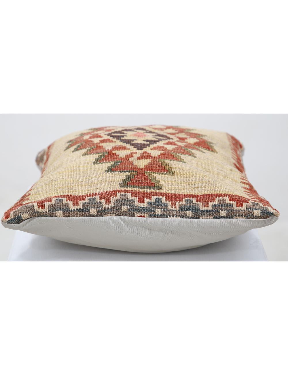 Hand Woven Tribal Multi Color Geometric Wool Pillow - 1'5'' x 1'5'' Arteverk Arteverk Rugs