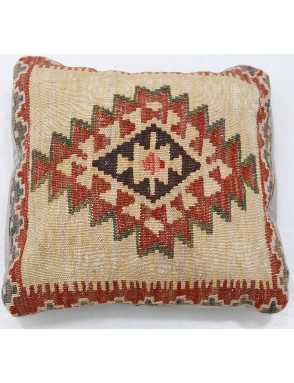 Hand Woven Tribal Multi Color Geometric Wool Pillow - 1&#39;5&#39;&#39; x 1&#39;5&#39;&#39; Arteverk Arteverk Rugs