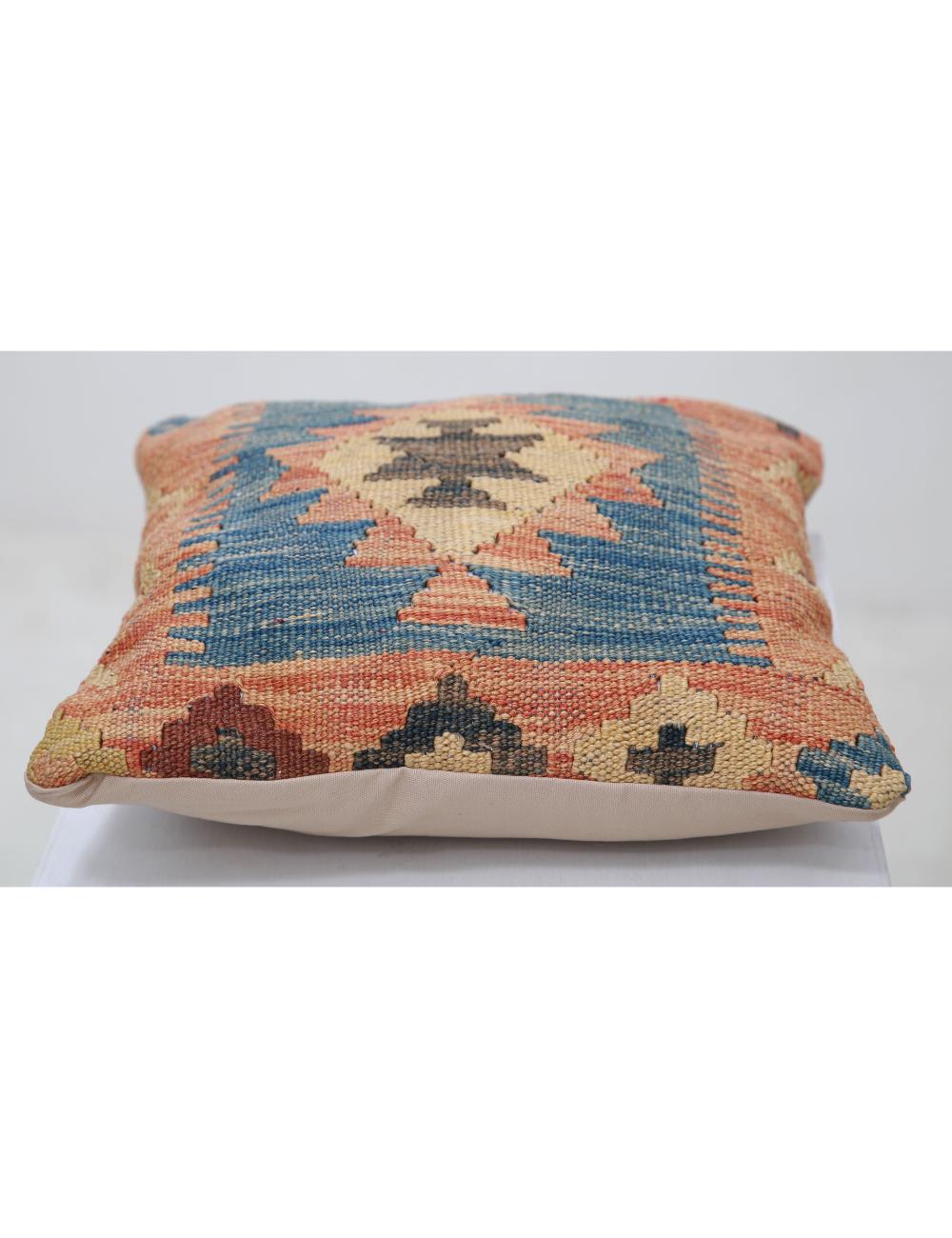 Hand Woven Tribal Multi Color Geometric Wool Pillow - 1'5'' x 1'5'' Arteverk Arteverk Rugs