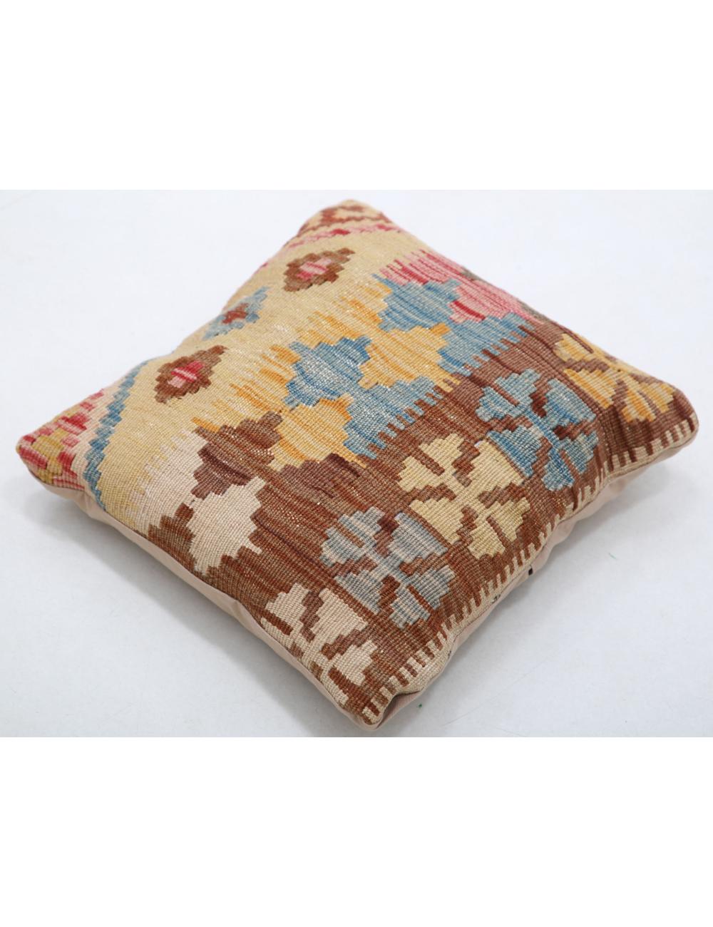 Hand Woven Tribal Multi Color Geometric Wool Pillow - 1'5'' x 1'5'' Arteverk Arteverk Rugs