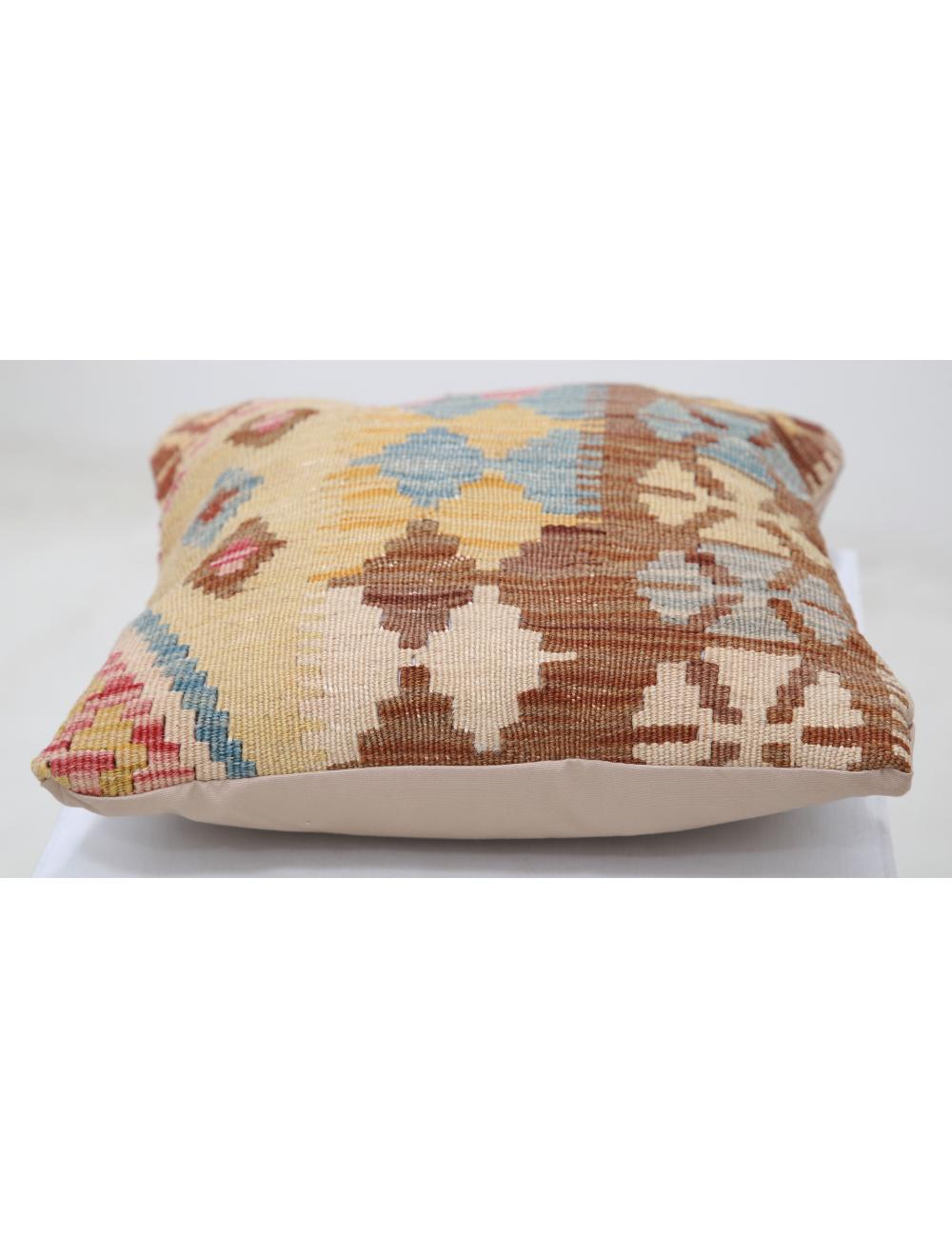 Hand Woven Tribal Multi Color Geometric Wool Pillow - 1'5'' x 1'5'' Arteverk Arteverk Rugs