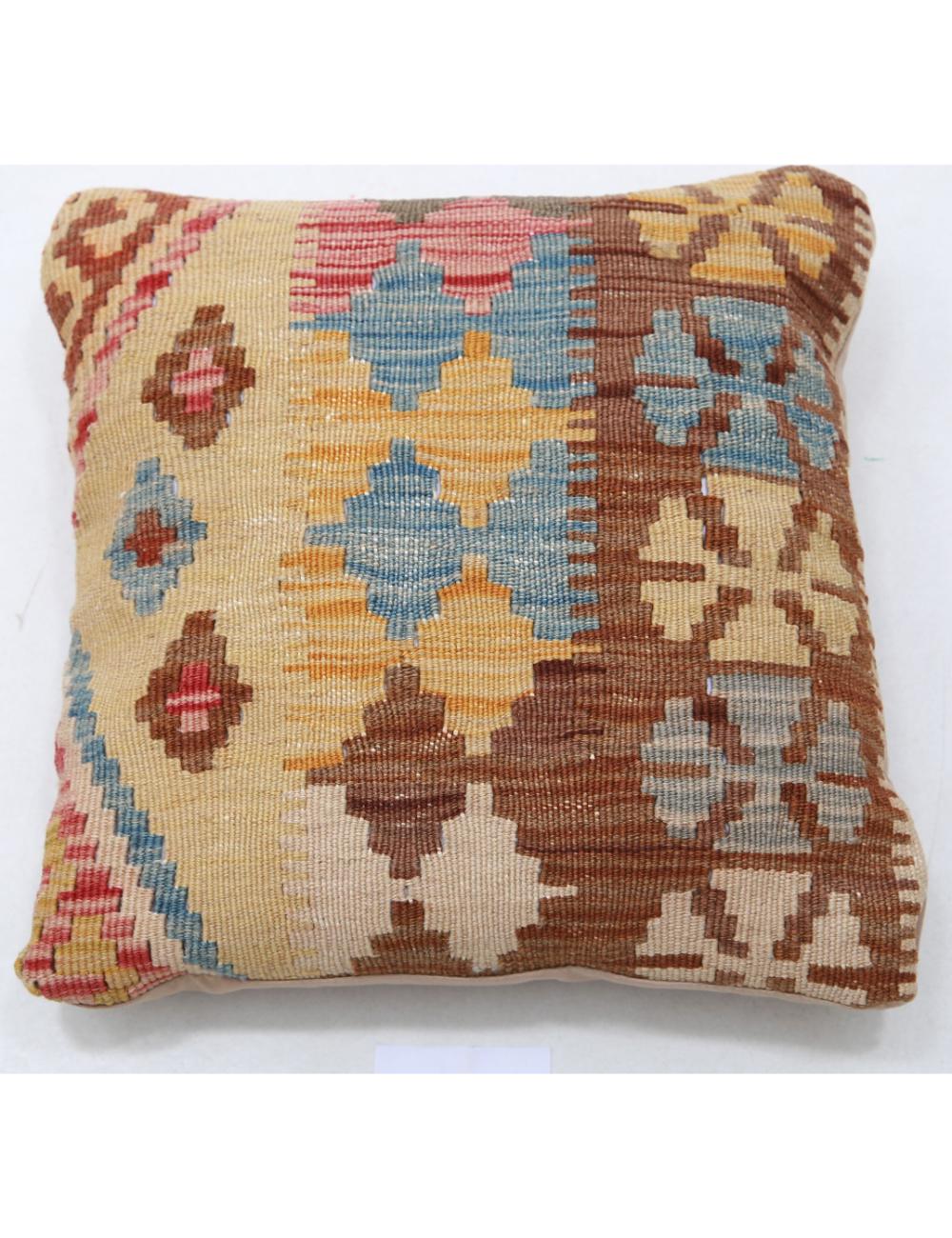 Hand Woven Tribal Multi Color Geometric Wool Pillow - 1&#39;5&#39;&#39; x 1&#39;5&#39;&#39; Arteverk Arteverk Rugs