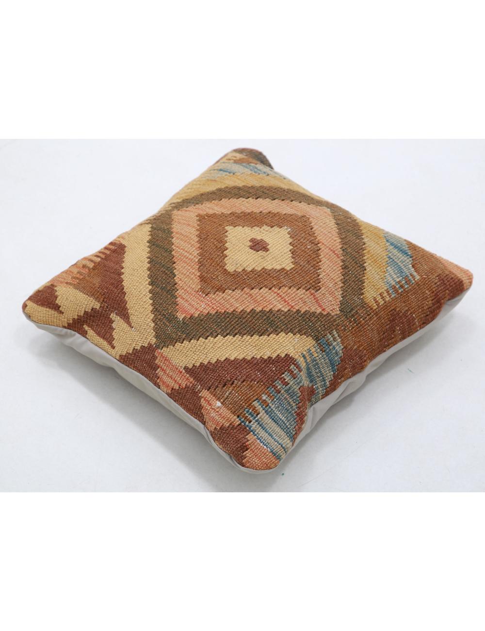 Hand Woven Tribal Multi Color Geometric Wool Pillow - 1'5'' x 1'5'' Arteverk Arteverk Rugs