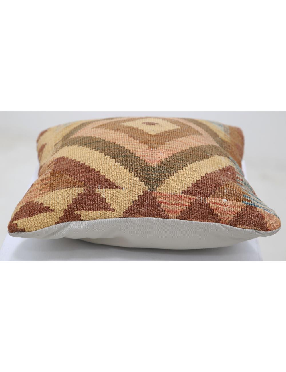 Hand Woven Tribal Multi Color Geometric Wool Pillow - 1'5'' x 1'5'' Arteverk Arteverk Rugs