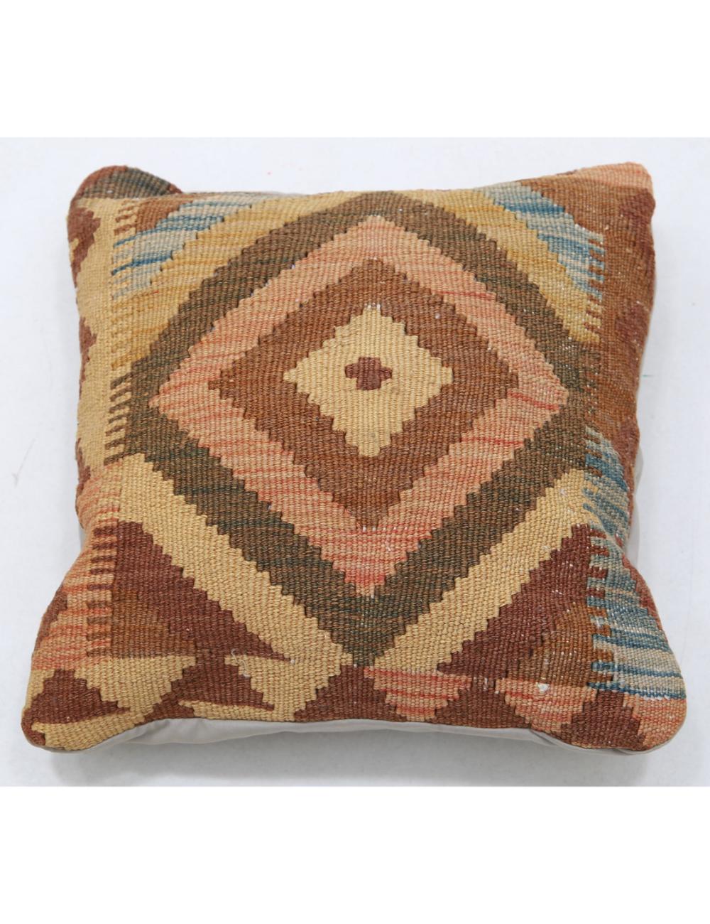 Hand Woven Tribal Multi Color Geometric Wool Pillow - 1&#39;5&#39;&#39; x 1&#39;5&#39;&#39; Arteverk Arteverk Rugs