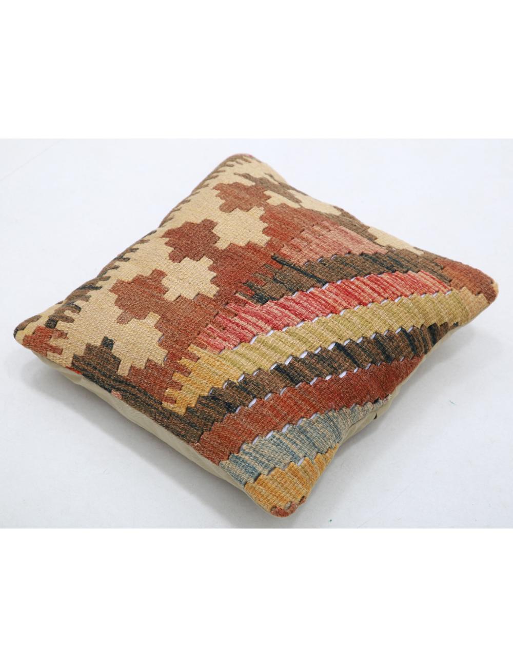 Hand Woven Tribal Multi Color Geometric Wool Pillow - 1'5'' x 1'5'' Arteverk Arteverk Rugs