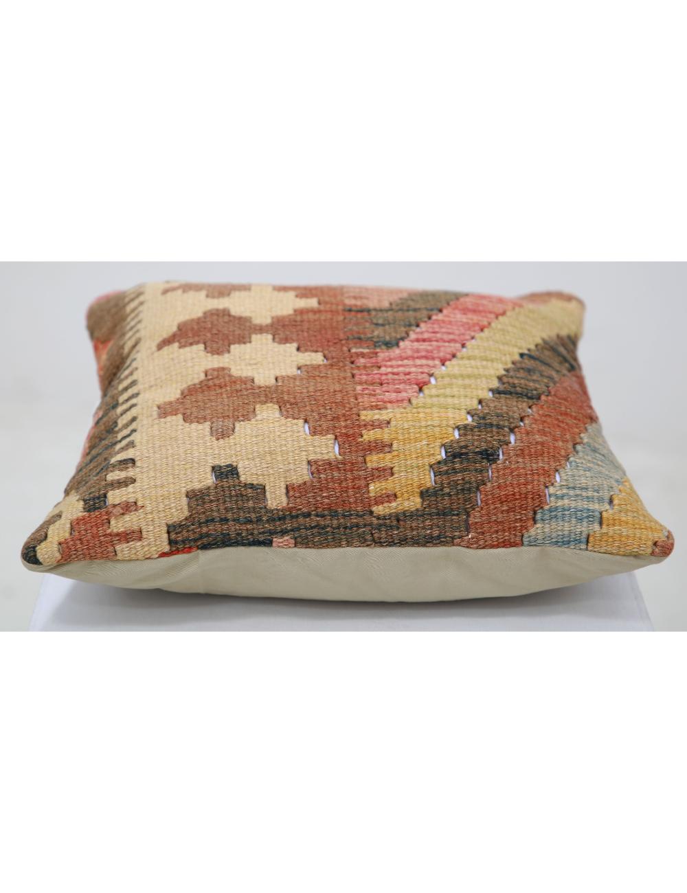 Hand Woven Tribal Multi Color Geometric Wool Pillow - 1'5'' x 1'5'' Arteverk Arteverk Rugs