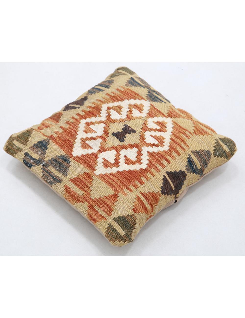 Hand Woven Tribal Multi Color Geometric Wool Pillow - 1'5'' x 1'5'' Arteverk Arteverk Rugs