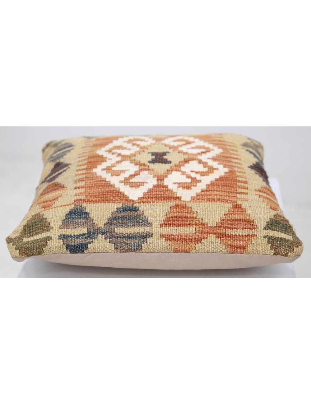 Hand Woven Tribal Multi Color Geometric Wool Pillow - 1'5'' x 1'5'' Arteverk Arteverk Rugs