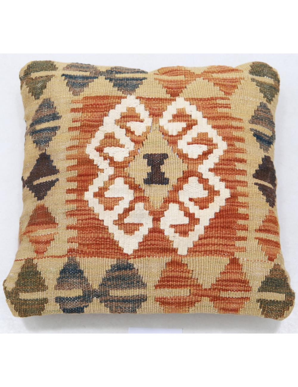 Hand Woven Tribal Multi Color Geometric Wool Pillow - 1&#39;5&#39;&#39; x 1&#39;5&#39;&#39; Arteverk Arteverk Rugs