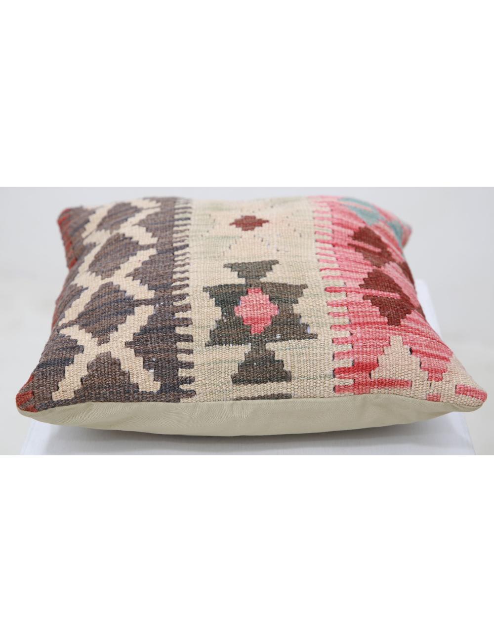 Hand Woven Tribal Multi Color Geometric Wool Pillow - 1'5'' x 1'5'' Arteverk Arteverk Rugs