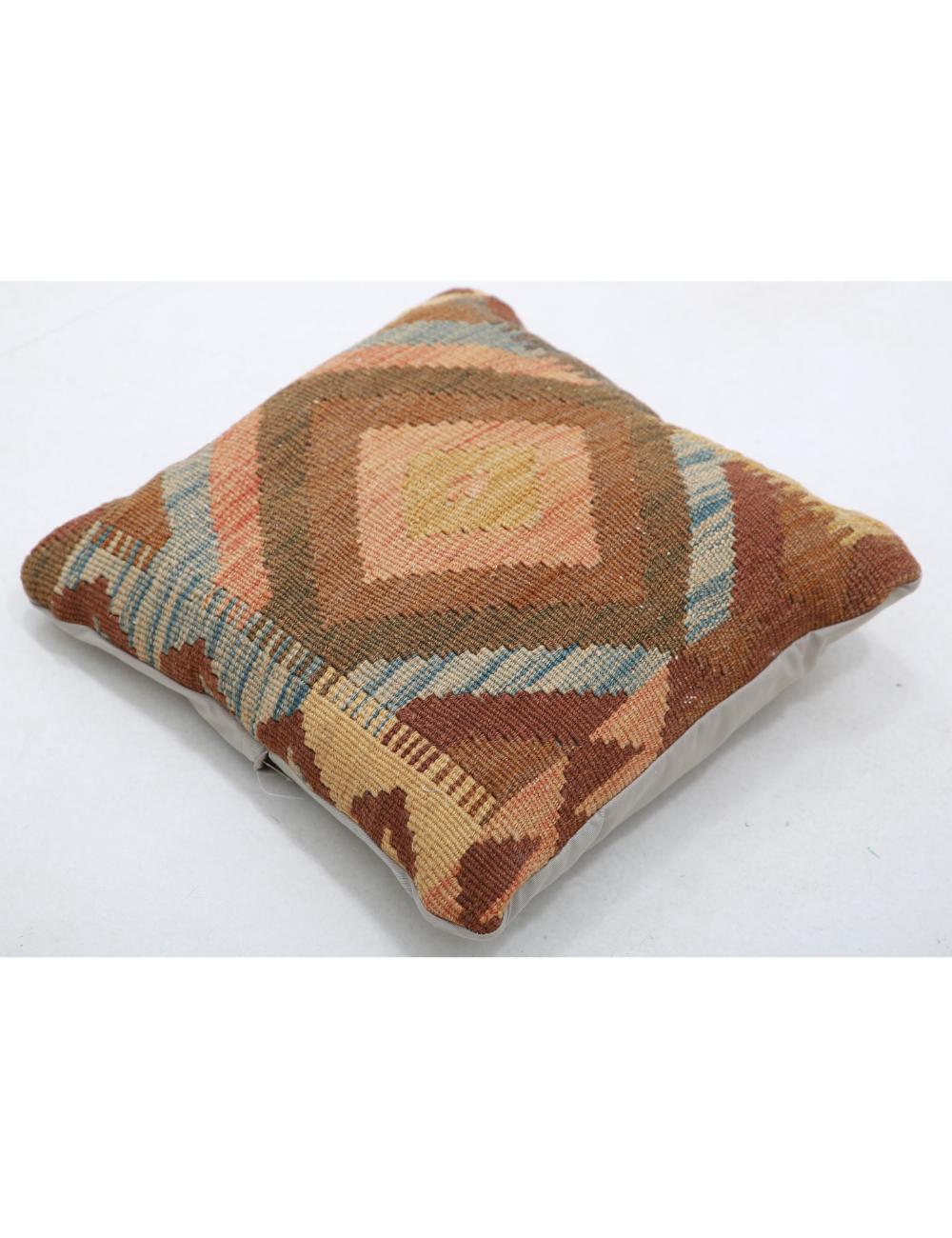 Hand Woven Tribal Multi Color Geometric Wool Pillow - 1'5'' x 1'5'' Arteverk Arteverk Rugs