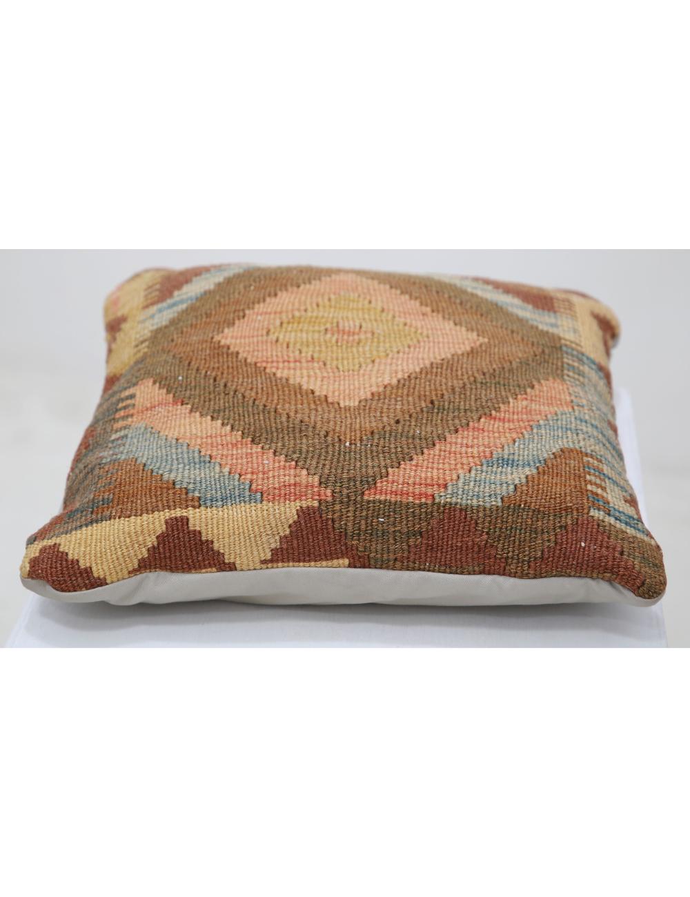 Hand Woven Tribal Multi Color Geometric Wool Pillow - 1'5'' x 1'5'' Arteverk Arteverk Rugs