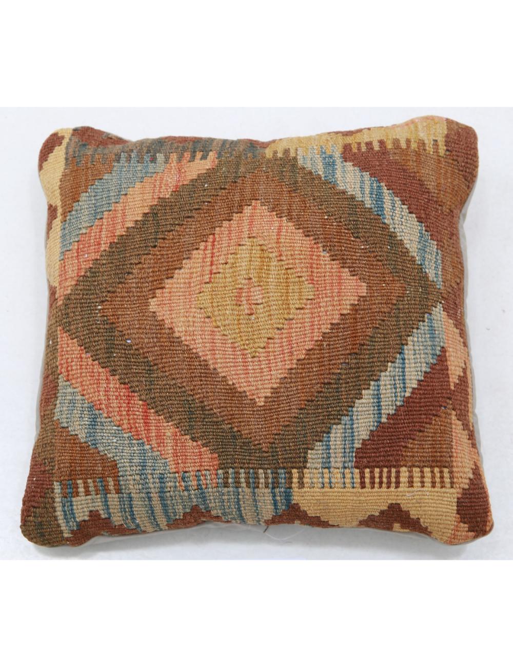 Hand Woven Tribal Multi Color Geometric Wool Pillow - 1&#39;5&#39;&#39; x 1&#39;5&#39;&#39; Arteverk Arteverk Rugs