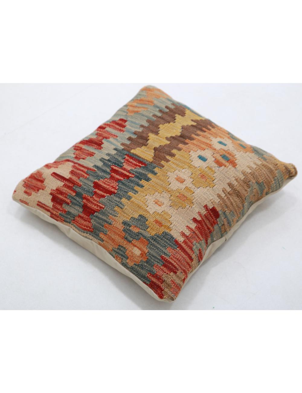 Hand Woven Tribal Multi Color Geometric Wool Pillow - 1'5'' x 1'5'' Arteverk Arteverk Rugs