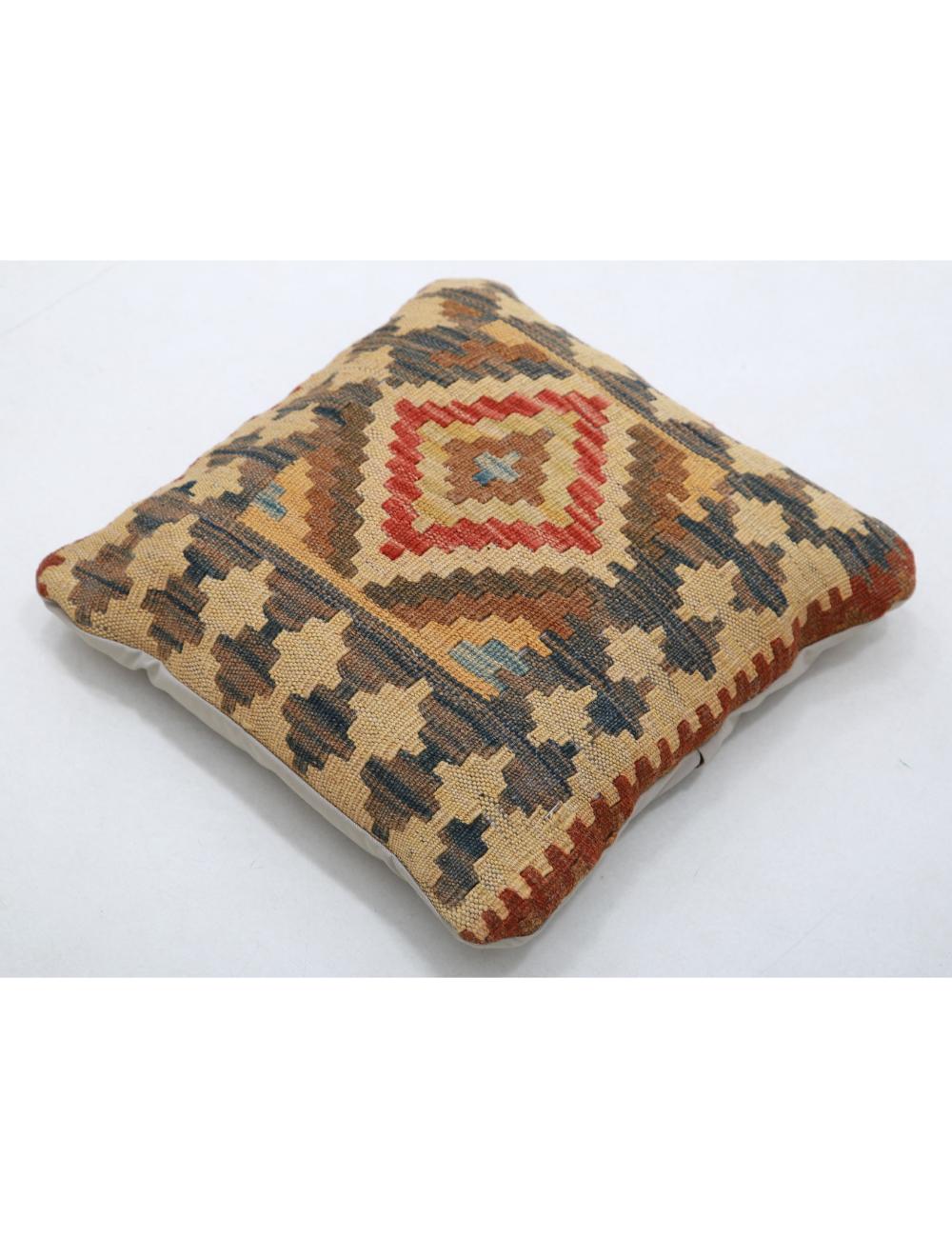 Hand Woven Tribal Multi Color Geometric Wool Pillow - 1'5'' x 1'5'' Arteverk Arteverk Rugs