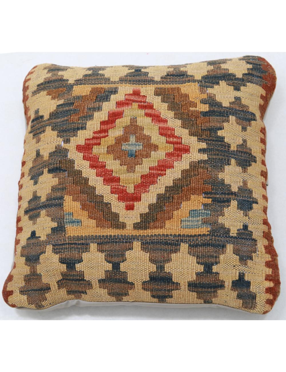 Hand Woven Tribal Multi Color Geometric Wool Pillow - 1&#39;5&#39;&#39; x 1&#39;5&#39;&#39; Arteverk Arteverk Rugs