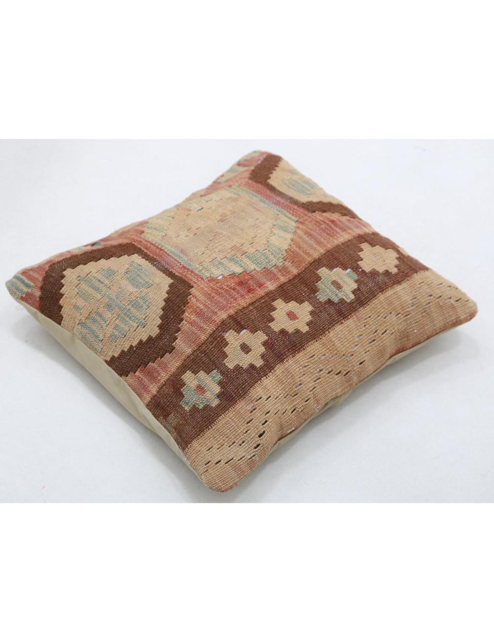 Hand Woven Tribal Multi Color Geometric Wool Pillow - 1'5'' x 1'5'' Arteverk Arteverk Rugs