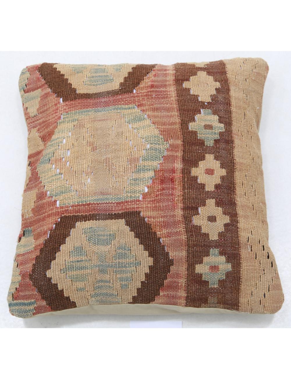 Hand Woven Tribal Multi Color Geometric Wool Pillow - 1&#39;5&#39;&#39; x 1&#39;5&#39;&#39; Arteverk Arteverk Rugs