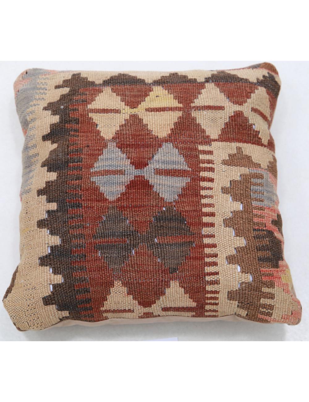 Hand Woven Tribal Multi Color Geometric Wool Pillow - 1&#39;5&#39;&#39; x 1&#39;5&#39;&#39; Arteverk Arteverk Rugs