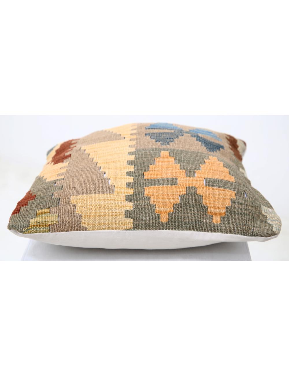 Hand Woven Tribal Multi Color Geometric Wool Pillow - 1'5'' x 1'5'' Arteverk Arteverk Rugs