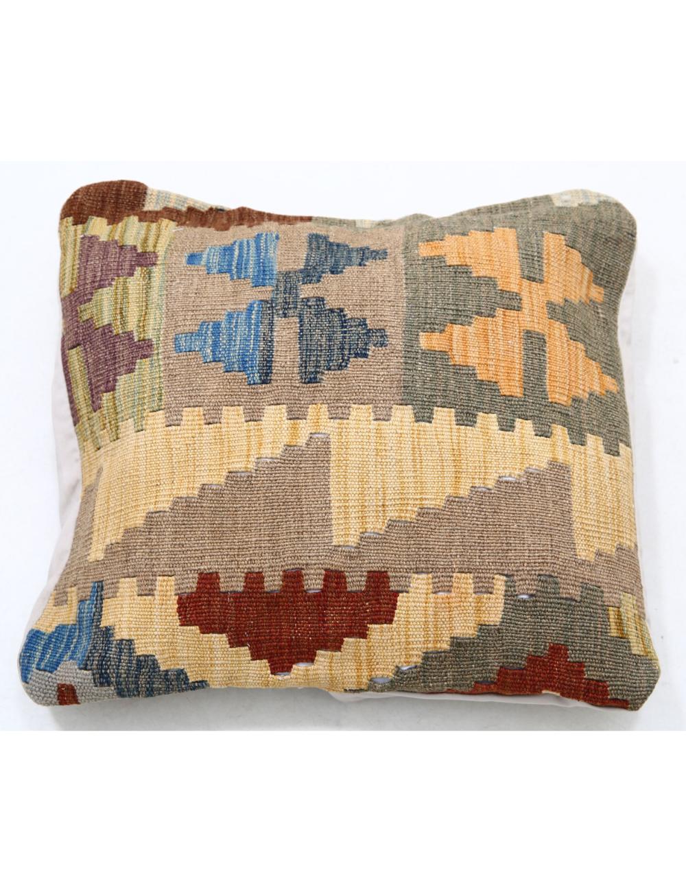 Hand Woven Tribal Multi Color Geometric Wool Pillow - 1&#39;5&#39;&#39; x 1&#39;5&#39;&#39; Arteverk Arteverk Rugs