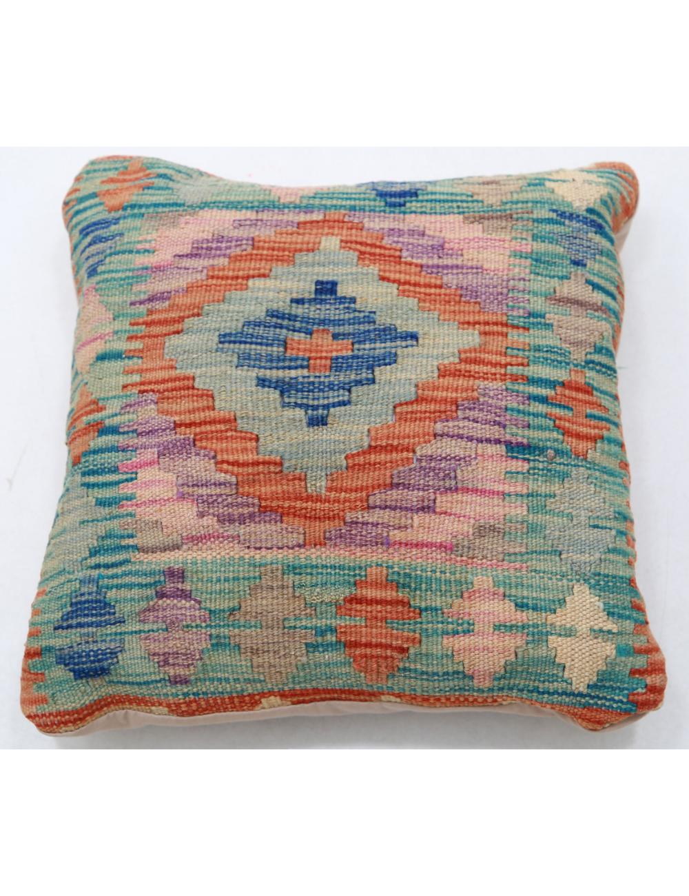 Hand Woven Tribal Multi Color Geometric Wool Pillow - 1&#39;5&#39;&#39; x 1&#39;5&#39;&#39; Arteverk Arteverk Rugs