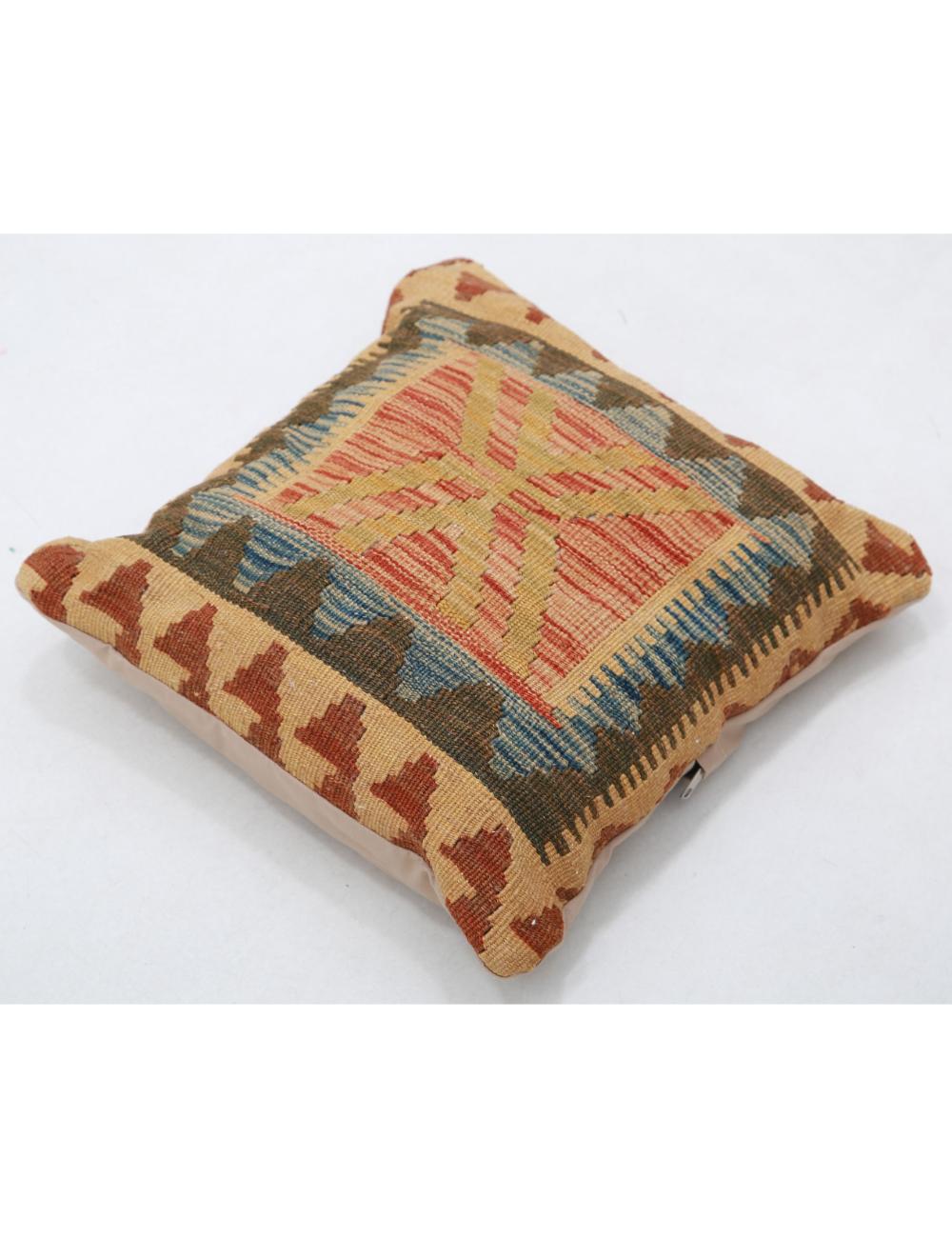 Hand Woven Tribal Multi Color Geometric Wool Pillow - 1'5'' x 1'5'' Arteverk Arteverk Rugs