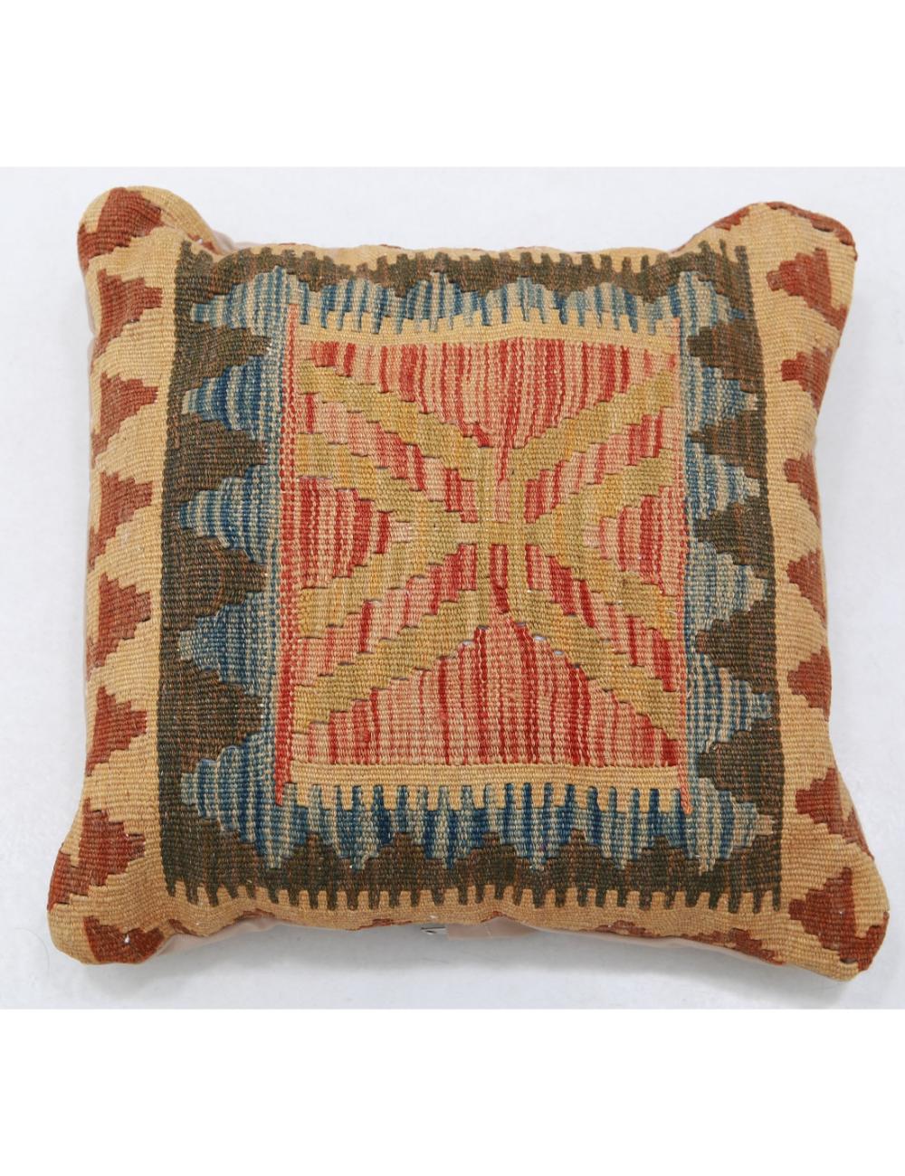 Hand Woven Tribal Multi Color Geometric Wool Pillow - 1&#39;5&#39;&#39; x 1&#39;5&#39;&#39; Arteverk Arteverk Rugs