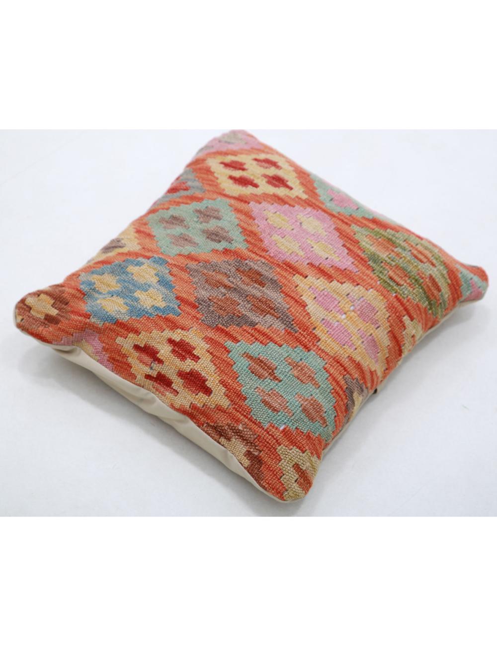 Hand Woven Tribal Multi Color Geometric Wool Pillow - 1'5'' x 1'5'' Arteverk Arteverk Rugs